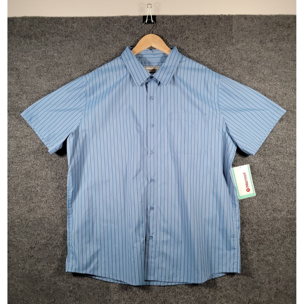 Marmot Air Exchange UPF 40 Short Sleeve Button Up Shirt Mens XXL Blue NWT $80
